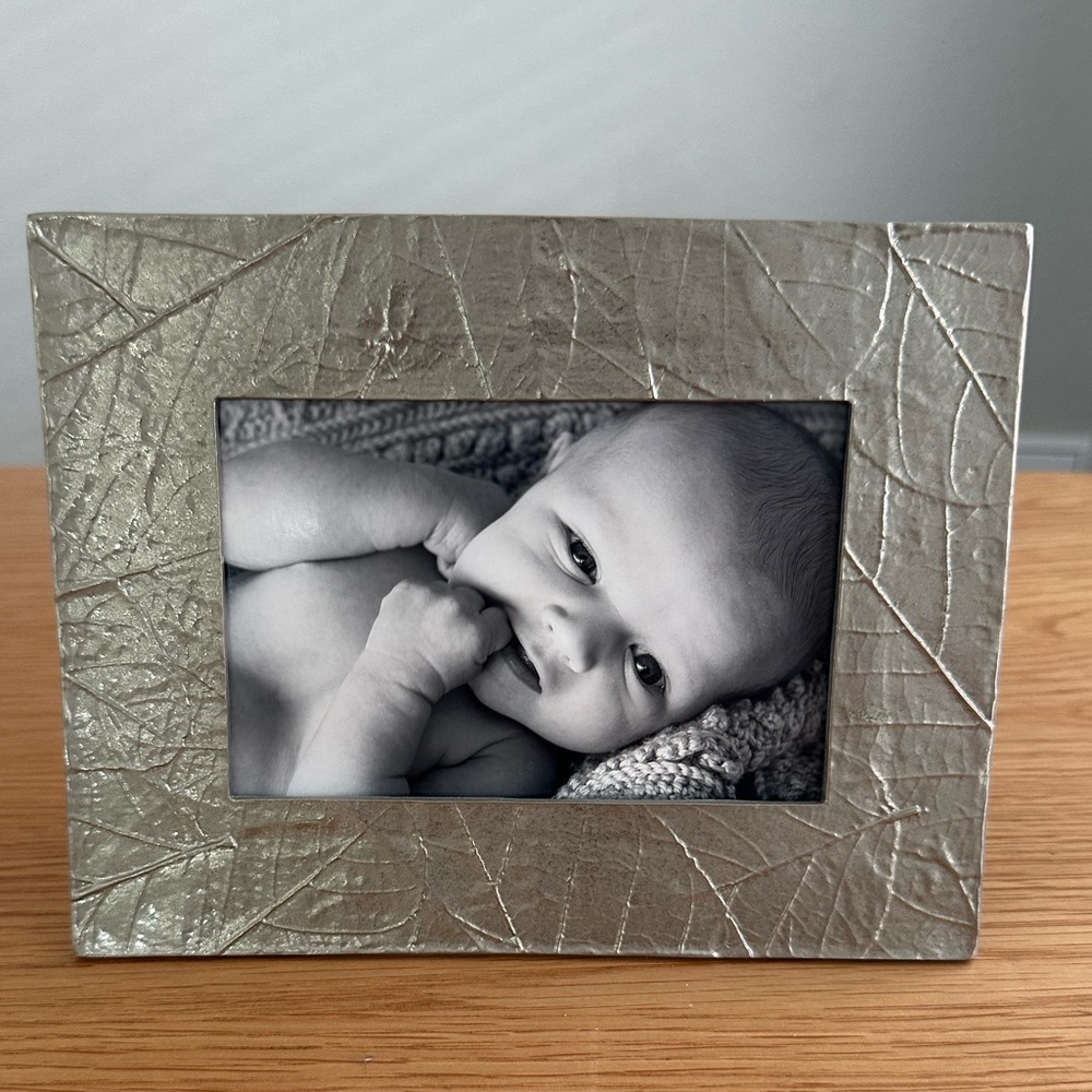 Michael Aram vintage Silver Forest leaf Textured Photo Frame
